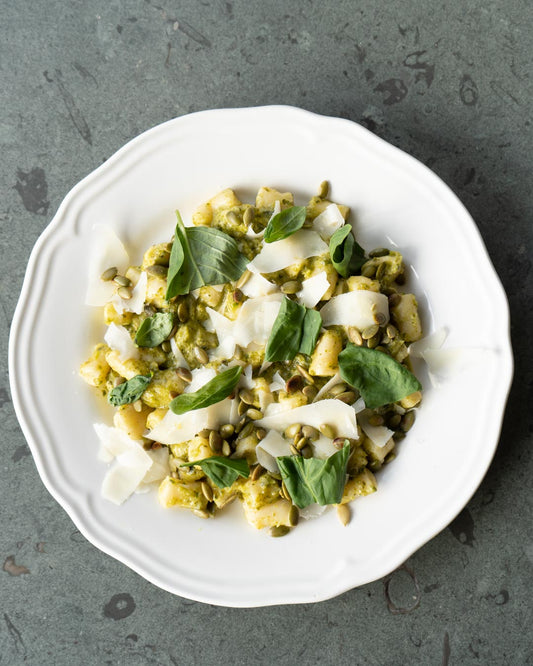 Ricotta Gnocchi with Rapini Pesto