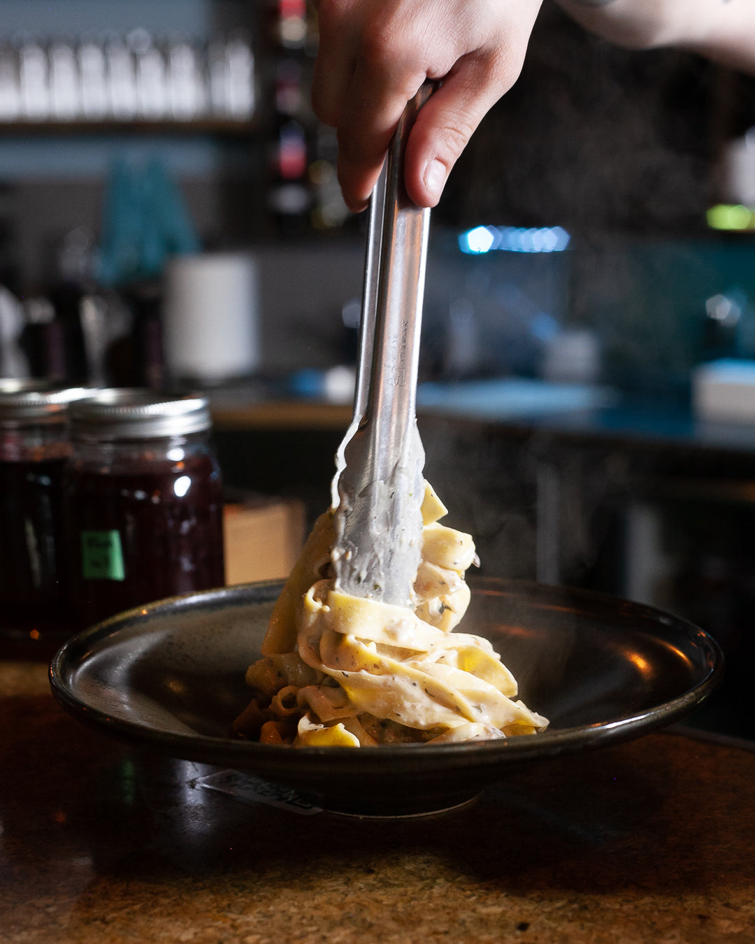 Duxelles Cream Pappardelle With Pickled Mushrooms