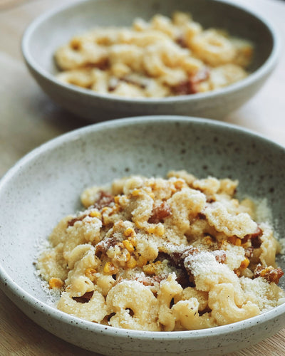 Taber Corn Creste Di Gallo with Smoked Butter & Local Bacon